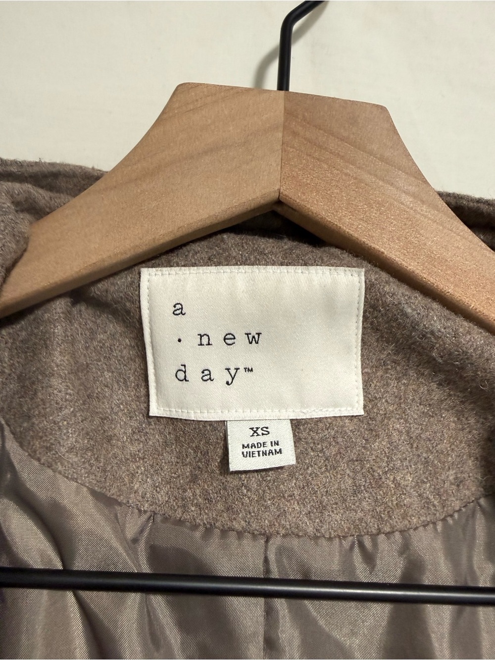 A New Day Wool Blend Hooded Coat Women’s XS Taupe Brown NWOT - Picture 5 of 7